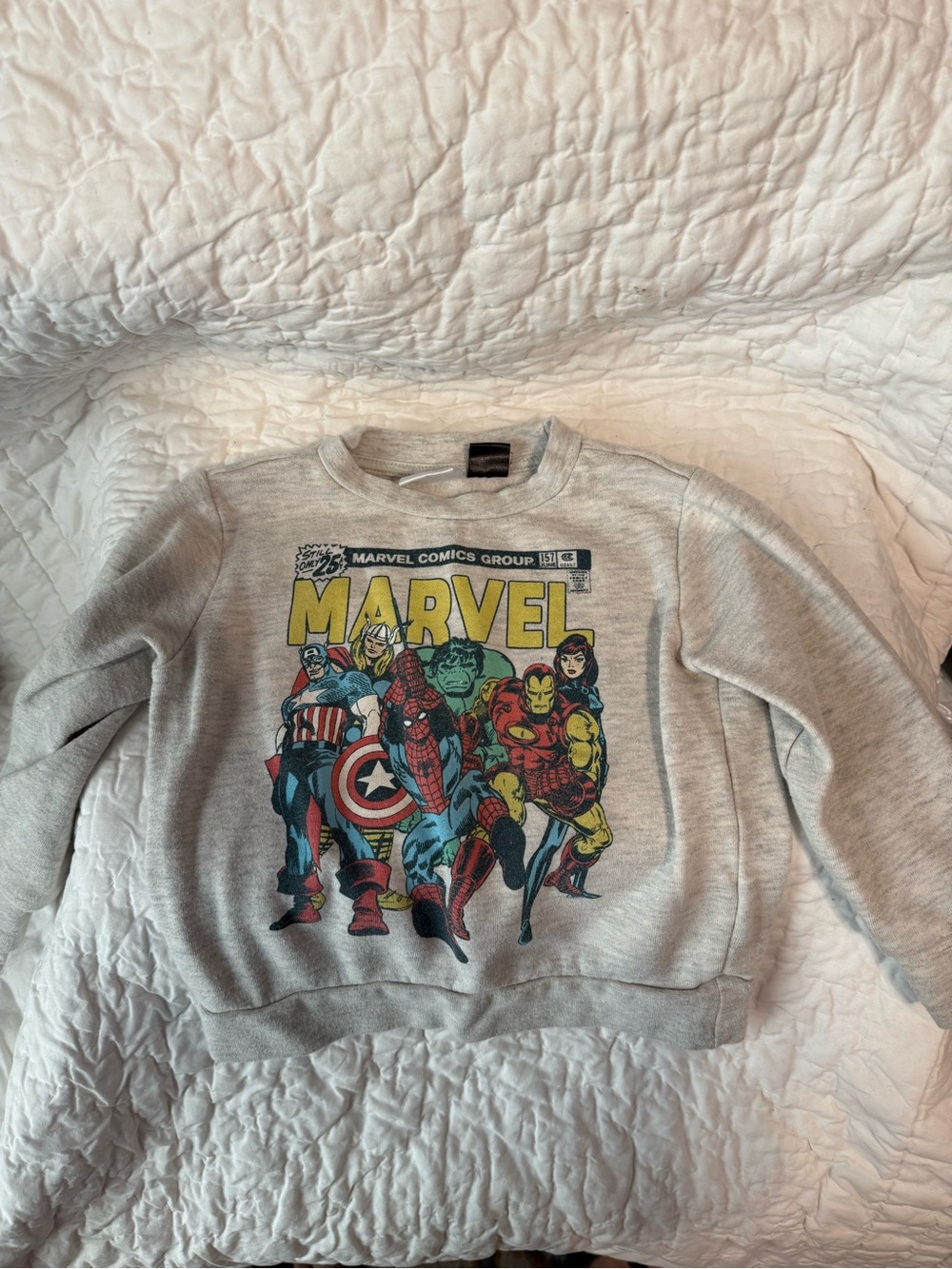 Marvel Grey Crewneck Sweatshirt with Classic Comic Heroes